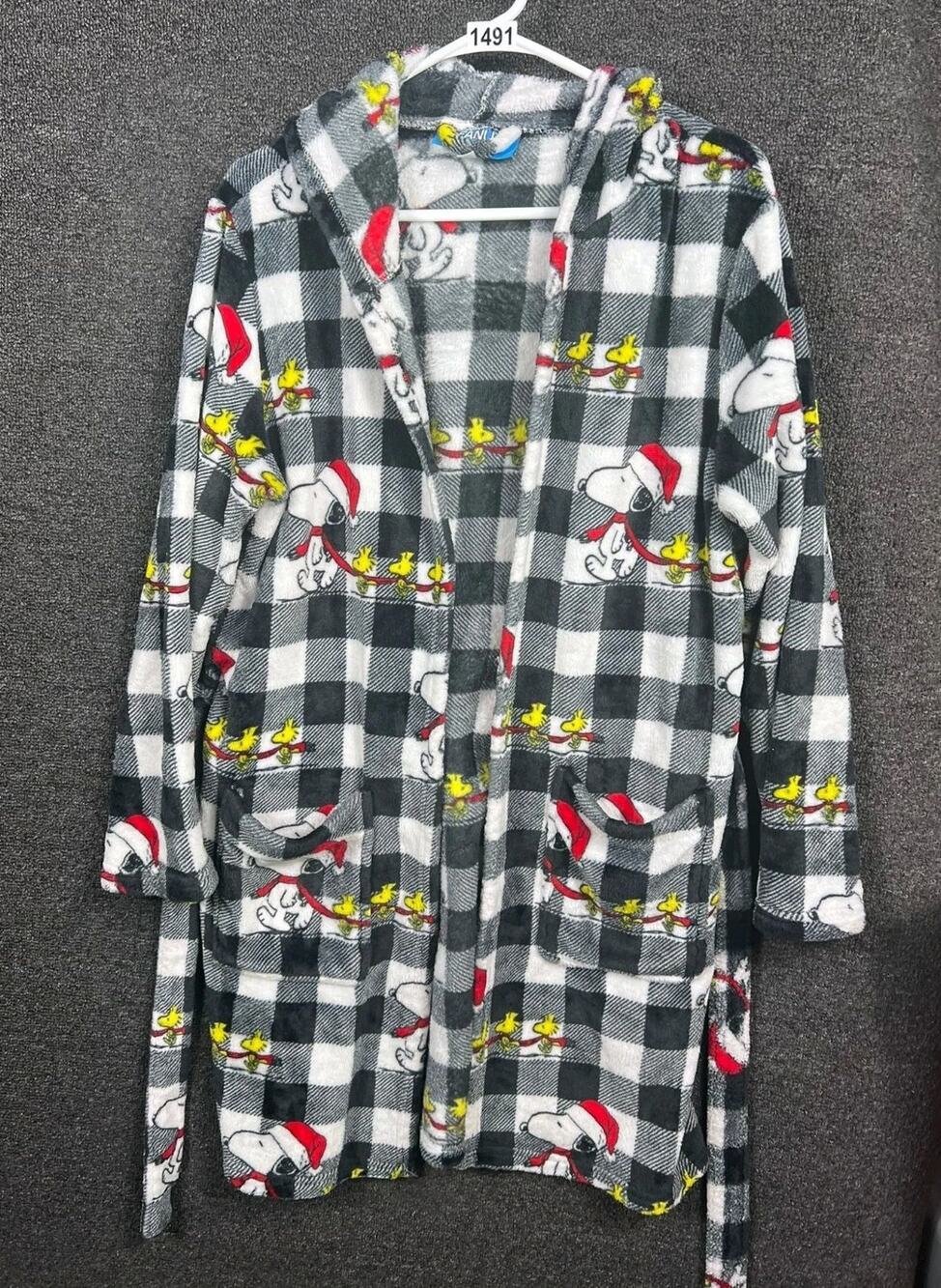 Peanuts Snoopy Robe SantaHat Hooded Woodstock Fleece Buffalo Adult S/M Christmas